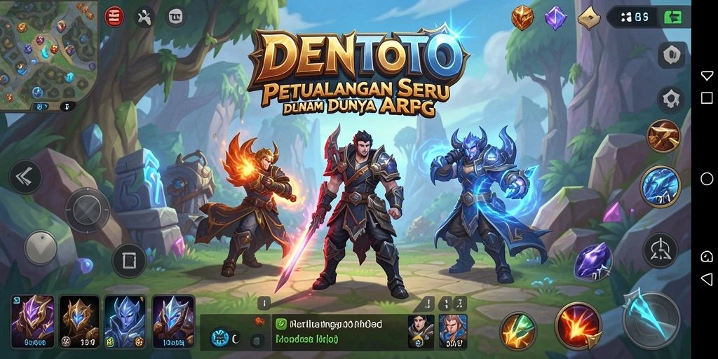 Screenshot utama DENTOTO menampilkan aksi pertarungan yang epik dalam dunia ARPG.