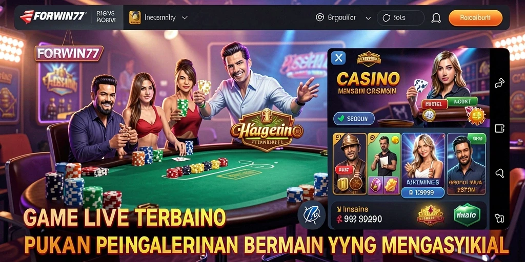 Tampilan gameplay mendebarkan di FORWIN77 dengan dealer langsung dan interaksi nyata.