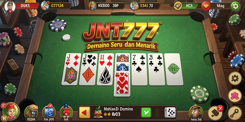 Screenshot gameplay domino JNT777 yang menarik dan seru.