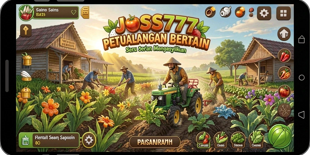 Tampilan permainan JOSS777 yang seru dengan ladang yang subur.
