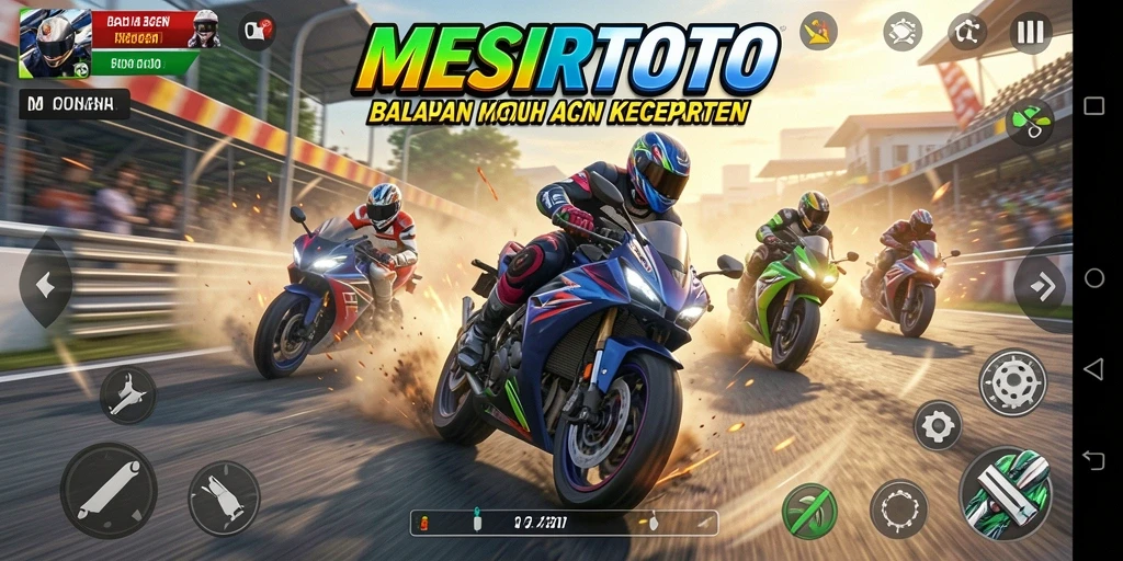 Tampilan menarik dari gameplay balapan motor di MESIRTOTO.