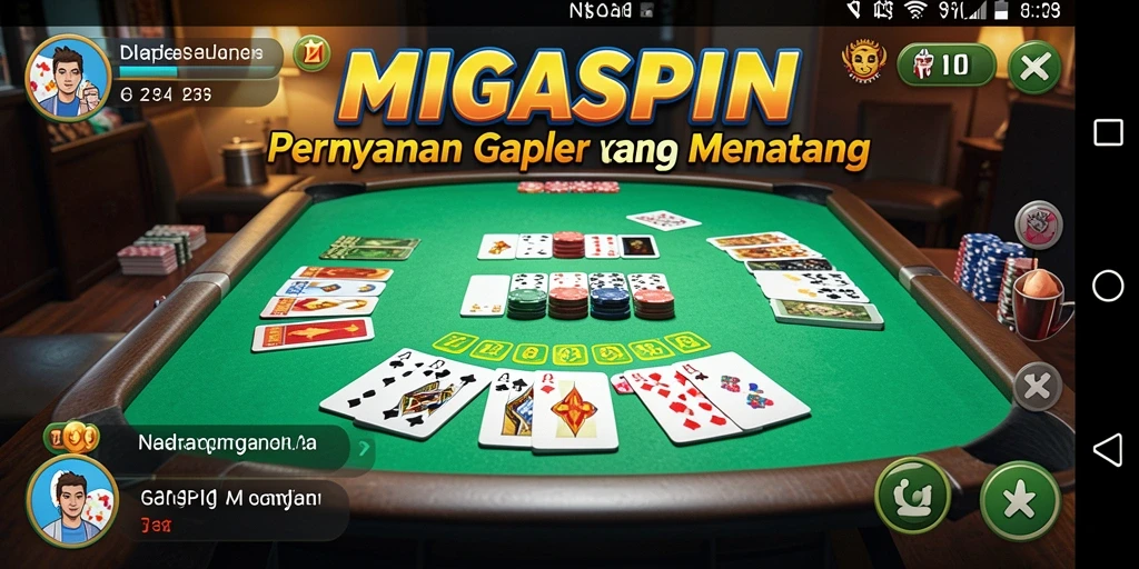Screenshot gameplay MIGASPIN yang menunjukkan aksi seru permainan Gaple.