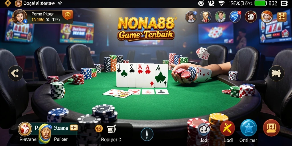 Tampilan gameplay seru NONA88 dalam permainan Poker yang mendebarkan.