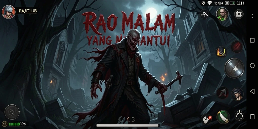 Tangkapan layar gameplay menegangkan dari RAJACLUB yang menghadirkan suasana horor.