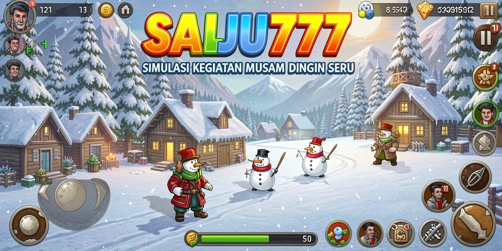 Screenshot gameplay SALJU777 yang menampilkan aktivitas musim dingin.