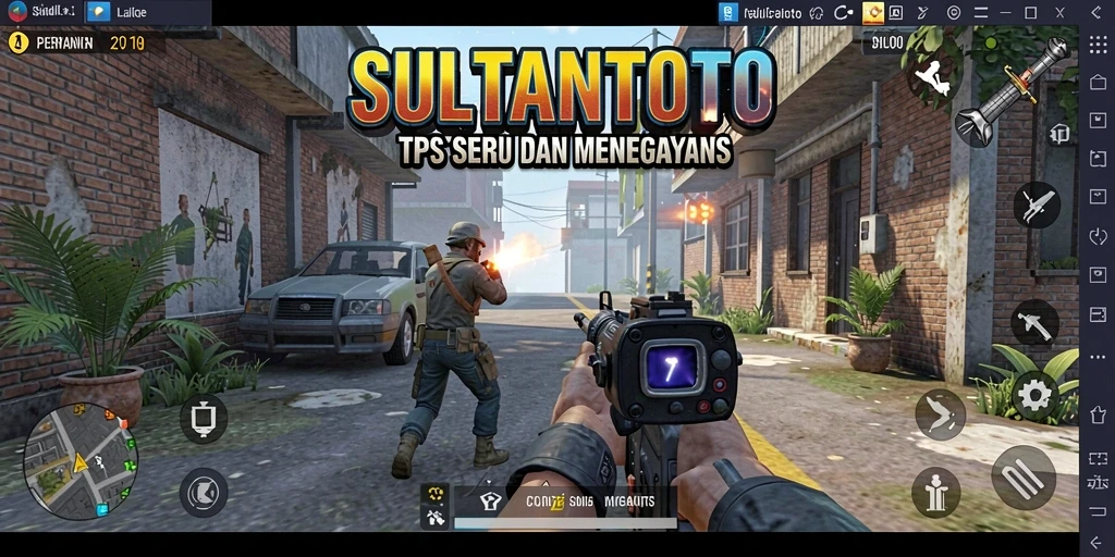 Tangkapan layar utama menunjukkan aksi seru dalam gameplay TPS.
