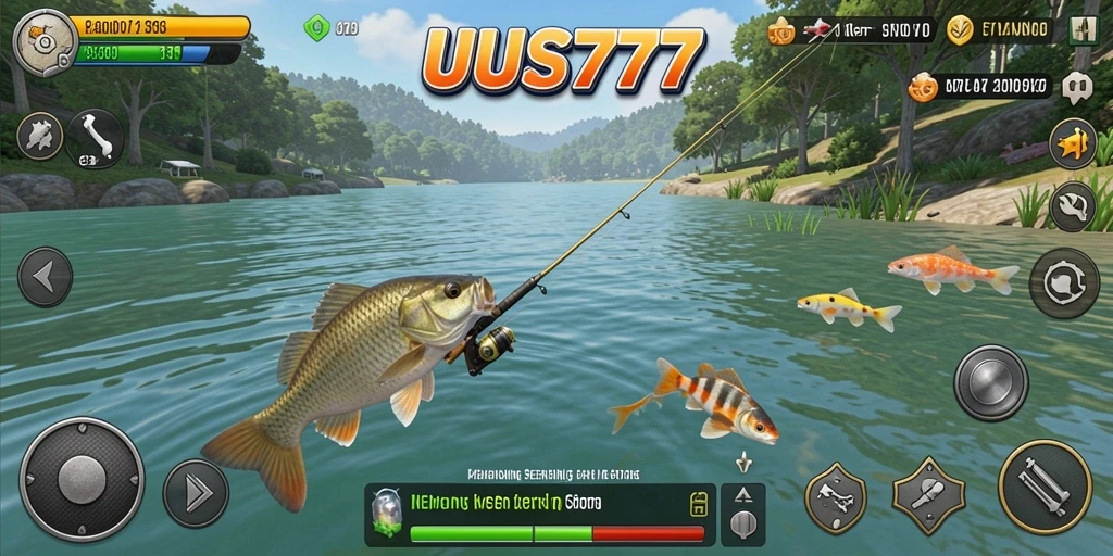 Tampilan screenshot UUS777 menunjukkan aksi menangkap ikan yang mendebarkan.